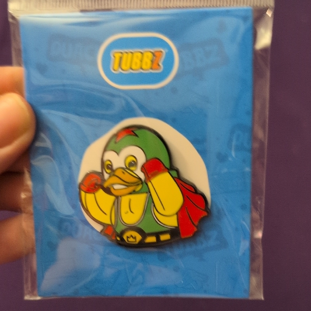 TUBBZ Superhero Rubber Duck Bird Pin - Green and Red